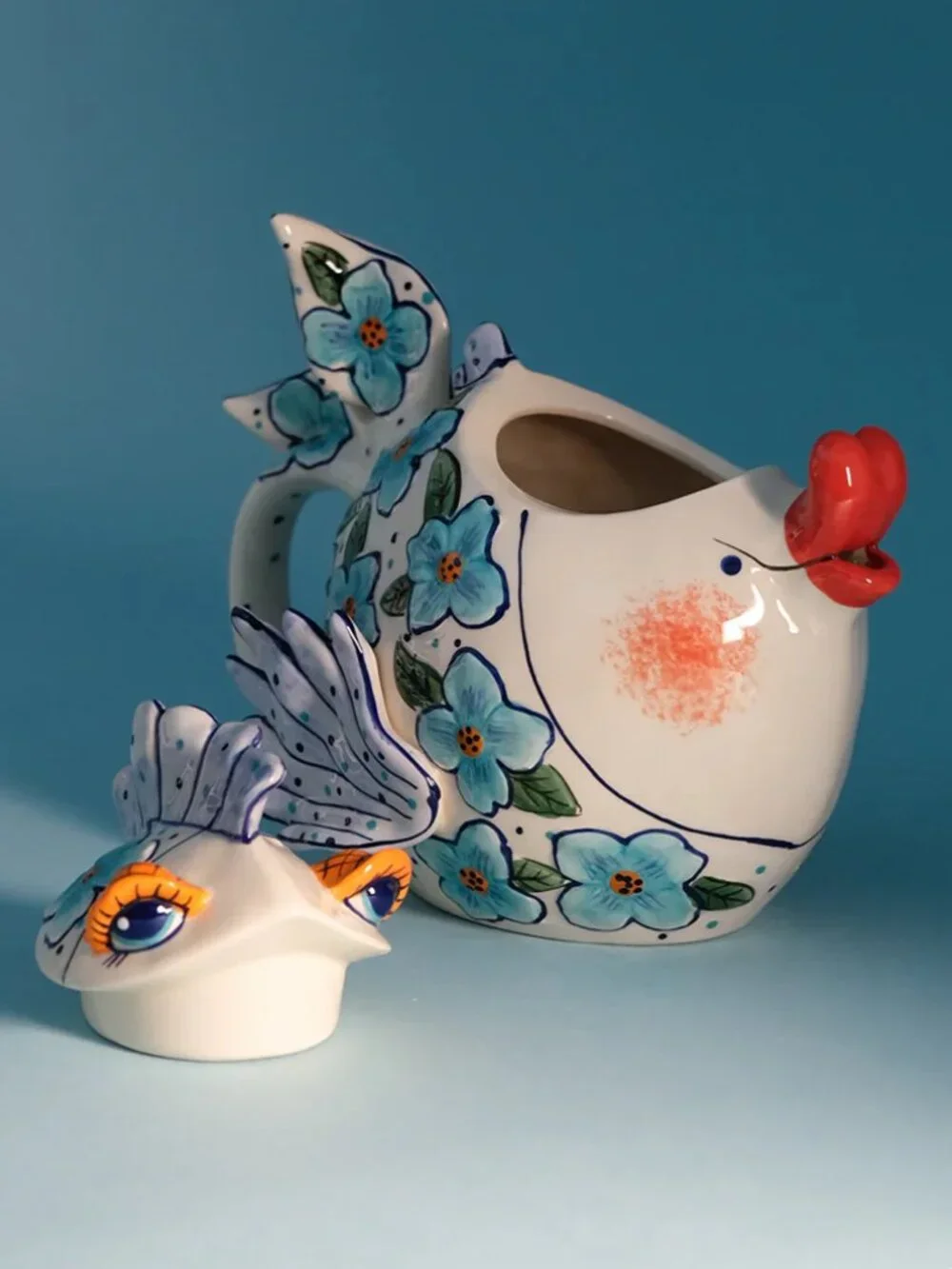 Bluesky Clayworks Teapot Flower Fish